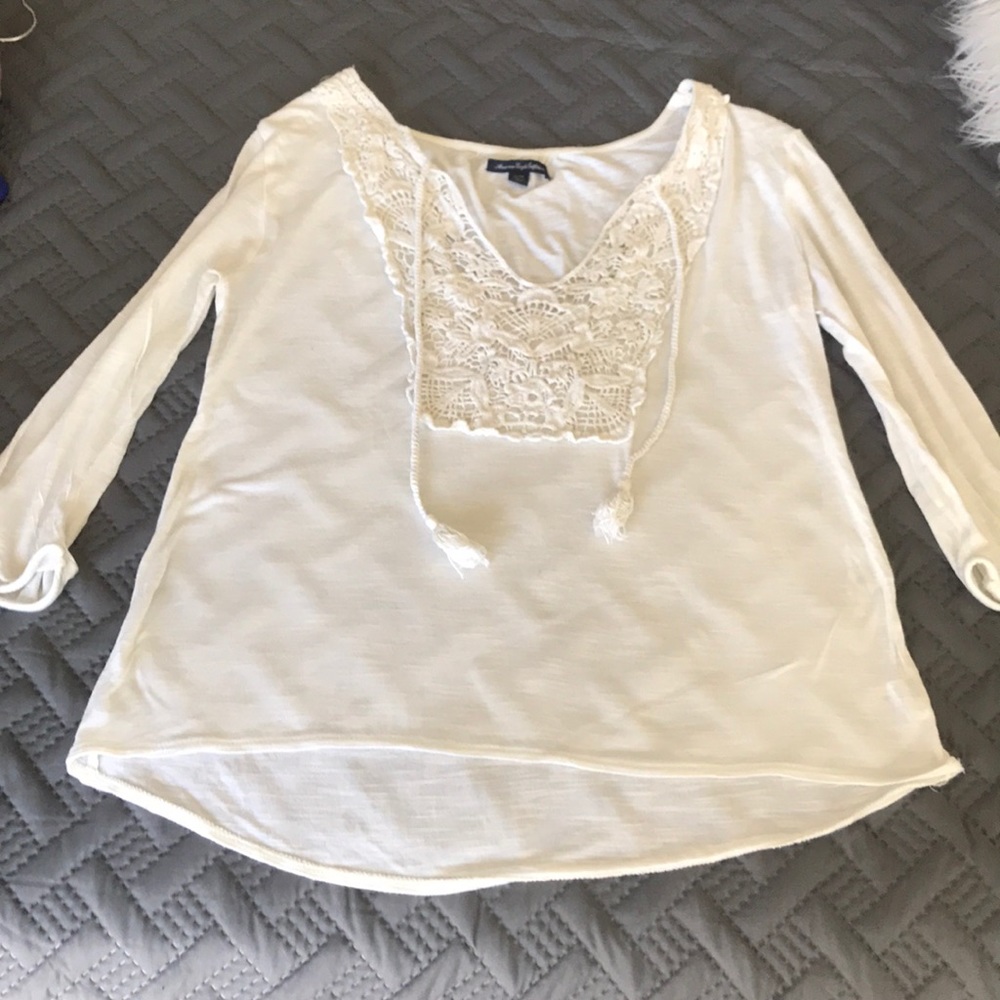 Cream white long sleeve blouse